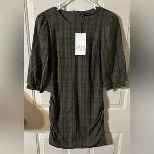 Zara Green Plaid Dress VINTAGE? (No) Zara Maxi Dress Women Green Plaid  V-Neck Long Sleeve
